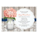 Coral and Navy Hydrangea Mason Jar Bridal Shower Card