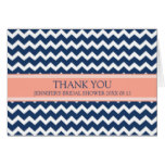 Coral Blue Chevron Bridal Shower Thank You Card