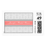 Coral Damask Bridal Shower Wedding Stamps