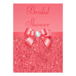 Coral Pink Printed Sequins & Diamond Bridal Shower Card