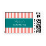 Coral Pink, White and Teal Bridal Shower Postage