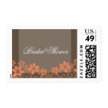 Coral Rustic Floral Bridal Shower Stamps