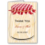 country gingham cover mason jar thank you card