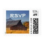 Country Mountain Barn Rustic Nature Wedding RSVP Postage Stamp