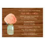 Country Rustic Mason Jar Coral Dark Bridal Shower Card