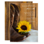 Country Sunflower Western Bridal Shower Invitation