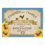 Country Sunflowers Gingham Check Rustic Thank You Card