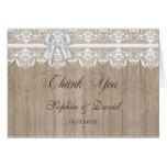 Country Wedding Lace Old Barn Wood THANK YOU Card
