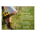 Cowgirl Sunflowers Country Western Bridal Shower Card