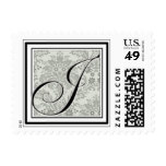 Custom Monogram Initial -Damask Script J Postage Stamp