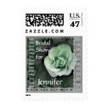 Custom Name Bridal Shower GREEN Rose Stamp
