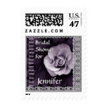 Custom Name Bridal Shower PURPLE Rose Stamp