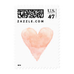 Custom wedding stamps with coral watercolor heart