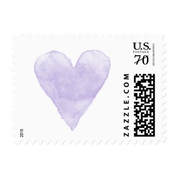Custom wedding stamps with purple watercolor heart