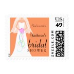 Cute Coral Bridal Shower Postage Stamps