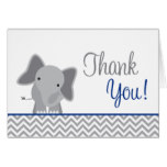 Cute Elephant Chevron Navy Blue Thank You Card