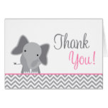 Cute Elephant Chevron Pink Thank You Card