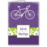 cute purple polka dots bicycle wedding Thank You Card