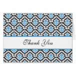 Damask Black & Blue Thank You Note Card