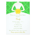 Damask Bride Green Yellow Bridal Shower Invitation