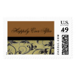 Damask Fall Wedding Stamps in Cream and Umber