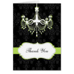 damask green chic chandelier Thank You cards