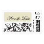 Damask Save the Date Stamps in Cream Linen
