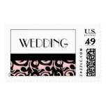 Damask Wedding Invitation Stamp Modern Pink Swirls