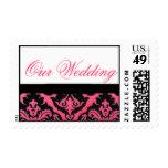Damask Wedding Postage in Black White and Pink
