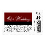 Damask Wedding Stamps Red and Black