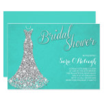 Diamond dress Bridal shower glitz & glam blue Card