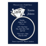 Diamond Ring Bridal Shower Invitation Navy Blue