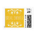 Double Scroll Frame Bridal Shower marigold & white Postage