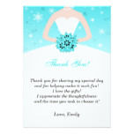 Dress Thank You Card Winter Snowflakes Turquoise