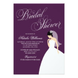 Eggplant Purple Wedding Gown Bridal Shower Card