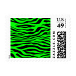 Electric Green Zebra Stripes Animal Print Stamp