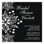 Elegant Black Snowflakes Winter Bridal Shower Card