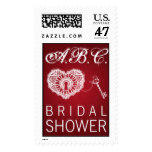 Elegant Bridal Shower Key To My Heart Red Postage Stamp