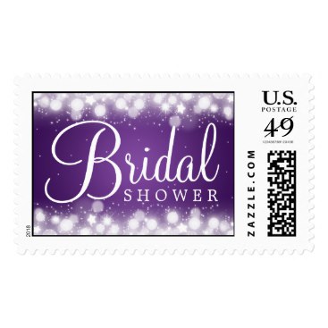 Elegant Bridal Shower  Magic Sparkle Purple Postage Stamp