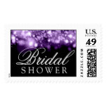 Elegant Bridal Shower Sparkling Lights Purple Stamp