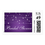 Elegant Bridal Shower Sparkling Lines Purple Postage Stamp