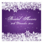 Elegant Bridal Shower Winter Snowflakes Purple Card
