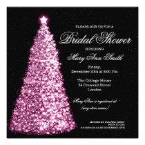 Elegant Christmas Bridal Shower Pink Card