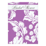 elegant damask purple floral bridal shower invites
