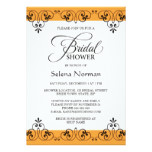 Elegant orange and black damask bridal shower card