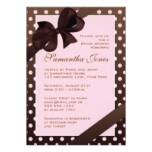 Elegant Pink and Brown Polka Dot Bridal Shower Card