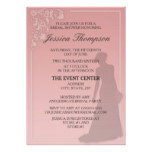 Elegant Pink Bride Silhouette Bridal Shower Invite