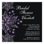 Elegant Purple Snowflakes Winter Bridal Shower Card