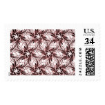 Elegant Red Floral in Art Deco Design Postage Stamp