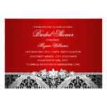 Elegant Red Silver Damask & Jewel Bridal Shower Card